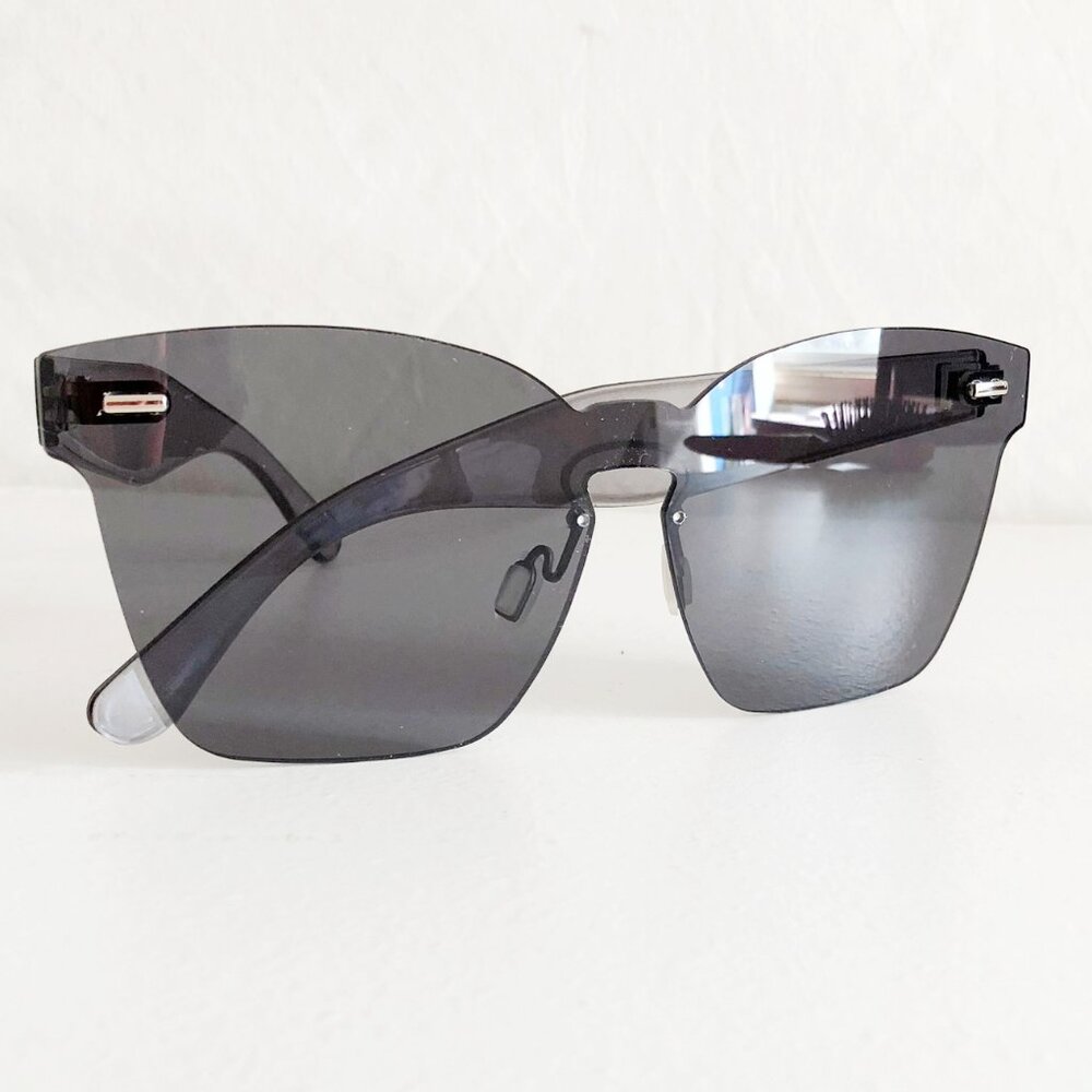 Black Frameless Square Shield Sunglasses